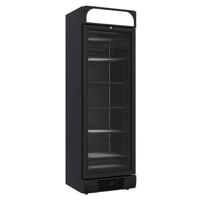 Armoire congélateur professionnel - 1 porte vitrée noire 382 litres - Panneau lumineux - Référence 7464.0060_0
