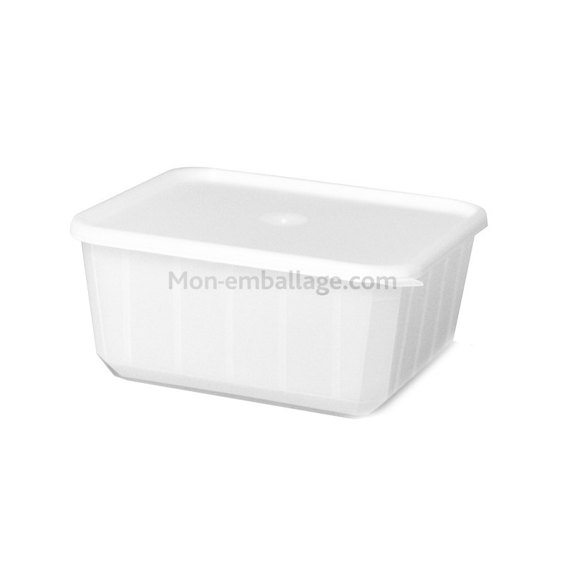 Bacs alimentaires barquette plastique blanche carty micro-ondable 500 g avec couvercle_0