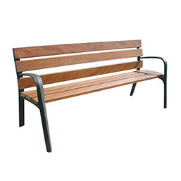 Banc public - PALMA - Lattes en bois technologique et piétement en fonte, adapté à tous les climats_0