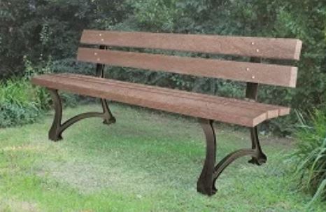 Banc public Edimbourg en plastique recyclé - 180 cm - pieds en fonte antirouille_0