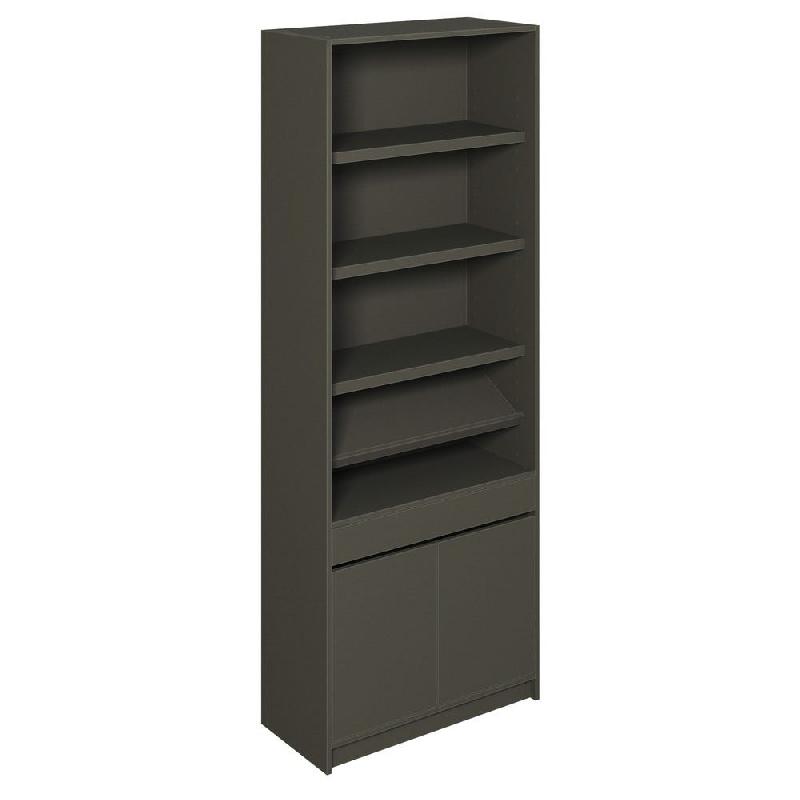 Buffet anthracite 2 portes 5 tablettes + 1 coulissante 90x42x240cm_0
