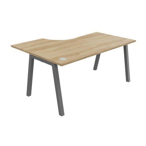 BUREAU COMPACT PARTAGE RETOUR DROIT 160 CM CHÊNE VIEILLI / ALU - BURONOMIC
