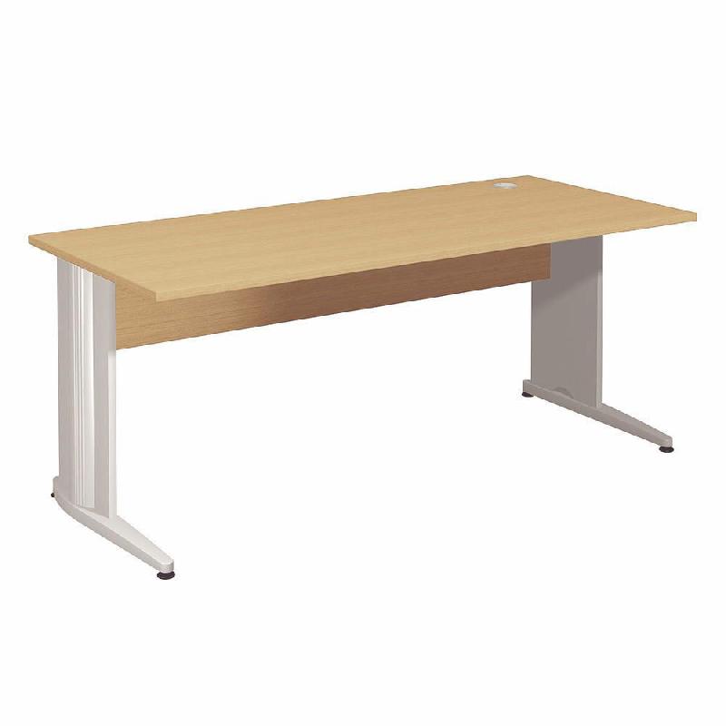BUREAU DROIT ACTIVITY - L. 180 X P. 80 CM - PLATEAU HETRE - PIEDS L ALUMINIUM