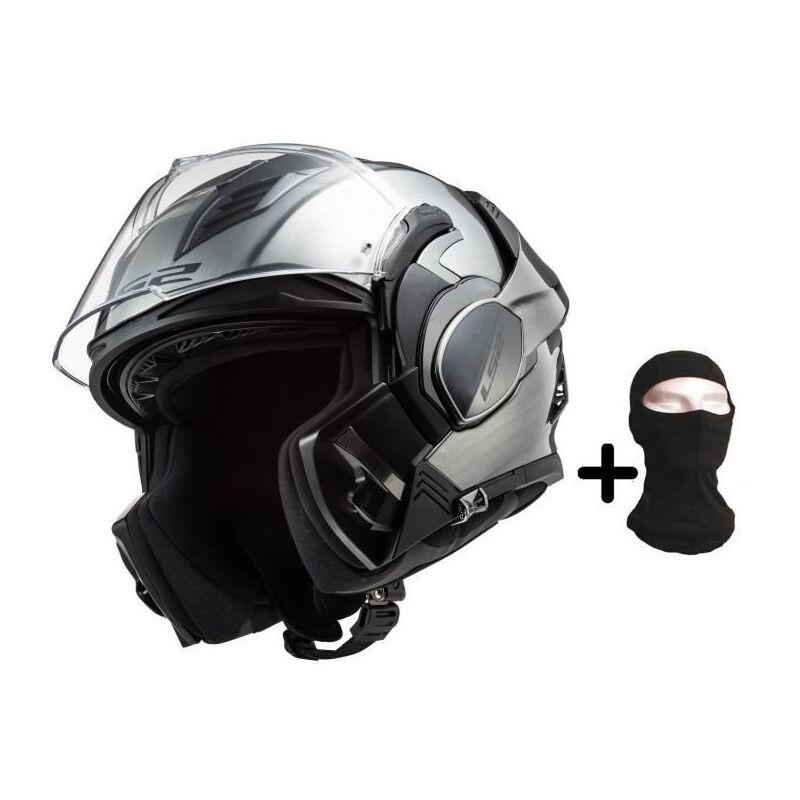 LS2 CASQUE MODULABLE VALIANT II JEANS TITANIUM + CAGOULE - L=59-60CM