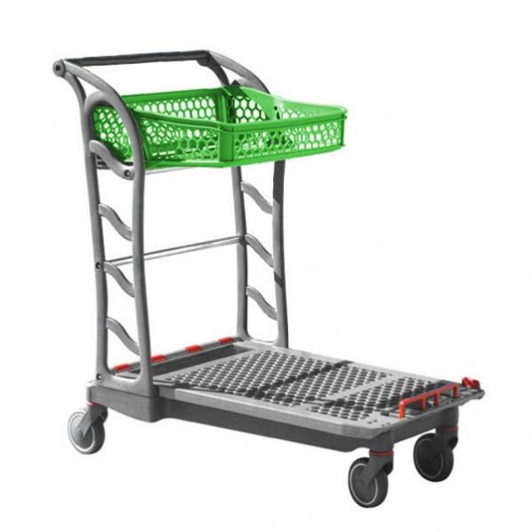 Chariot à plateforme pour magasins spécialisés - Coloris gris/vert - 100% recyclable et robuste_0