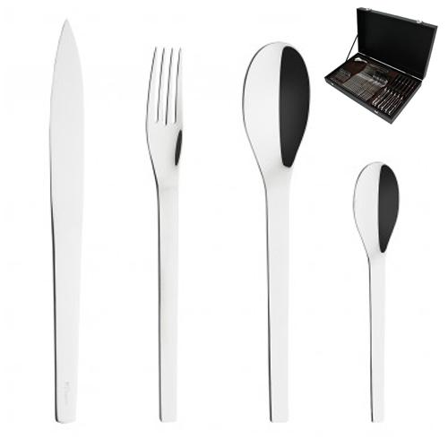 COFFRET MÉNAGÈRE 50 PIÈCES MONOBLOC LAME SCIE N°1 INOX 18/10 - MIRAGE - GUY DEGRENNE