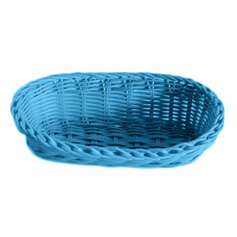 Corbeille effet osier 23x9x8cm polypropylène bleu turquoise - par 12_0