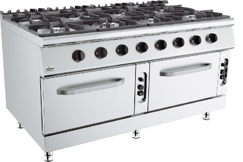 Cuisinière à gaz 8 brûleurs avec four à gaz - 1600x900x900 mm - 7178.3030_0