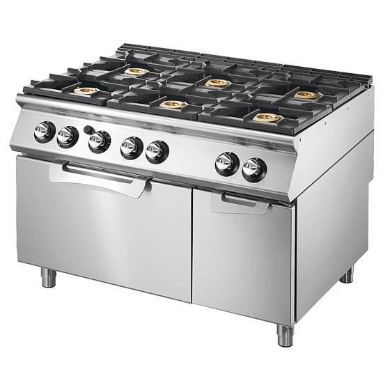 Cuisinière gaz sur four gaz statique gn 2/1 avec 6 brûleurs puissan... - PVS70120CFG_0