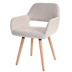 Décoshop26 - Chaise de salle à manger bureau visiteur sans roulette design rétro en tissu crème pied en bois clair 04_0002146 - 3000252732695_0