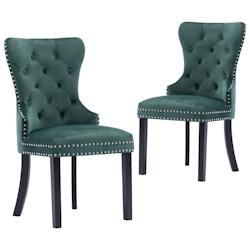 Décoshop26 - Lot de 2 chaises de salle à manger cuisine design classique velours vert foncé CDS021085 - 3001157399785_0