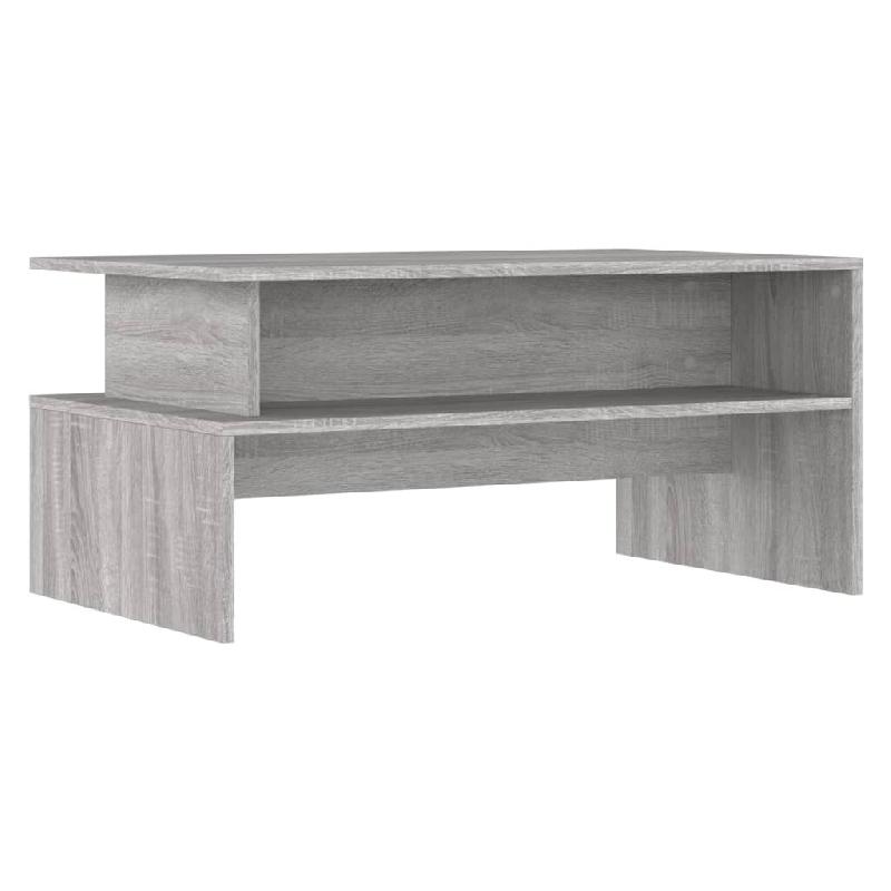 Décoshop26 - Table basse avec étagère 90 x 55 x 42,5 cm bois d'ingénierie gris DEC040158 - gris Bois massif 3000264779541_0