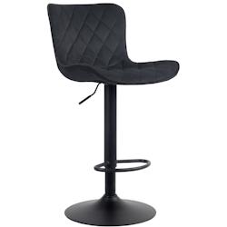 Décoshop26 - Tabouret de bar x1 coutures décoratives pied trompette hauteur réglable en métal noir assise en velours noir 10_0004860 - noir 300025_0