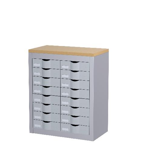 DESSERTE DE CLASSEMENT 16 TIROIRS HAUTEUR 75 CM COLORIS ANTHRACITE - MANUTAN COLLECTIVITÉS