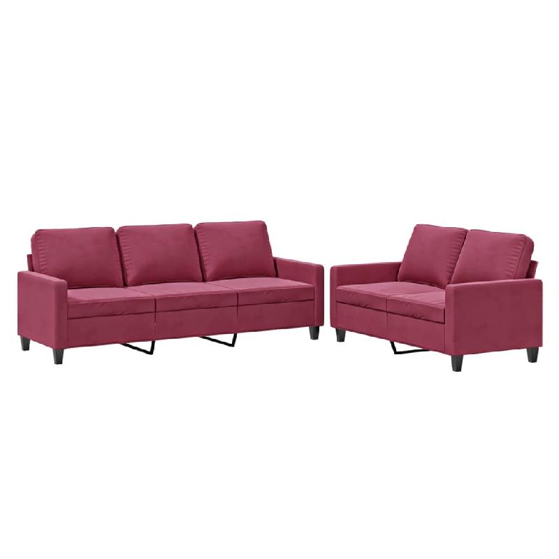 Ensemble de canapés 2 pcs avec coussins Rouge bordeaux Velours Modèle Whisper Chic - 8721012064874_0