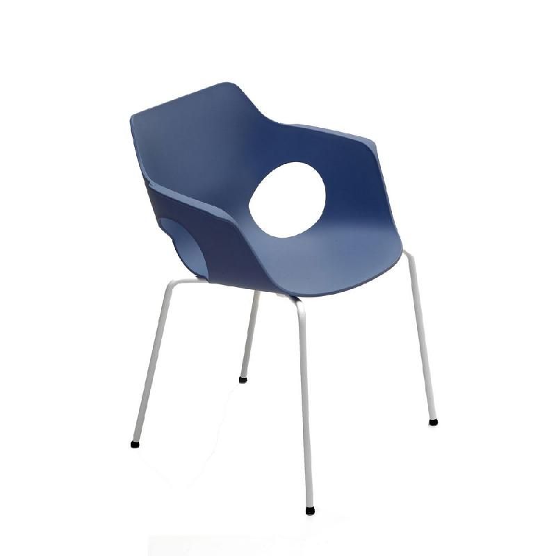 FAUTEUIL DE RÉUNION & VISITEUR CLOÉ POLYPROPYLÈNE PIÈTEMENT 4 PIEDS BLANC  - BLEU