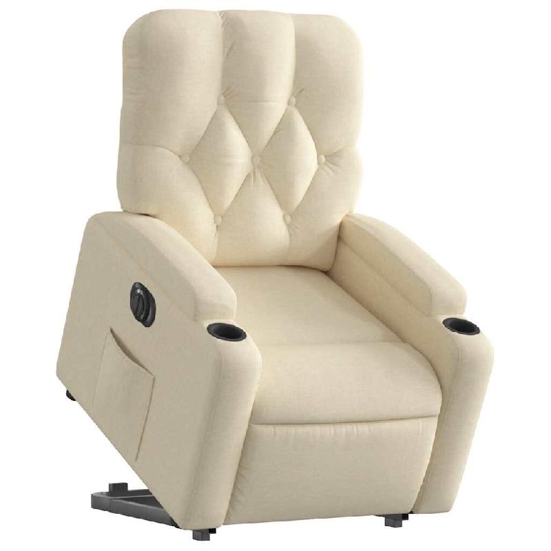 Fauteuil inclinable électrique crème tissu Modèle Jervioris - 8721012172319_0