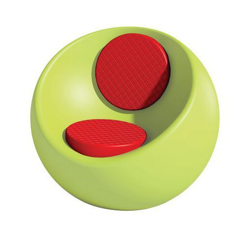FAUTEUIL RONDO VERT PANTONE 380U - ASSISE ET DOSSIER ROUGE RAL 3020 - MANUTAN EXPERT