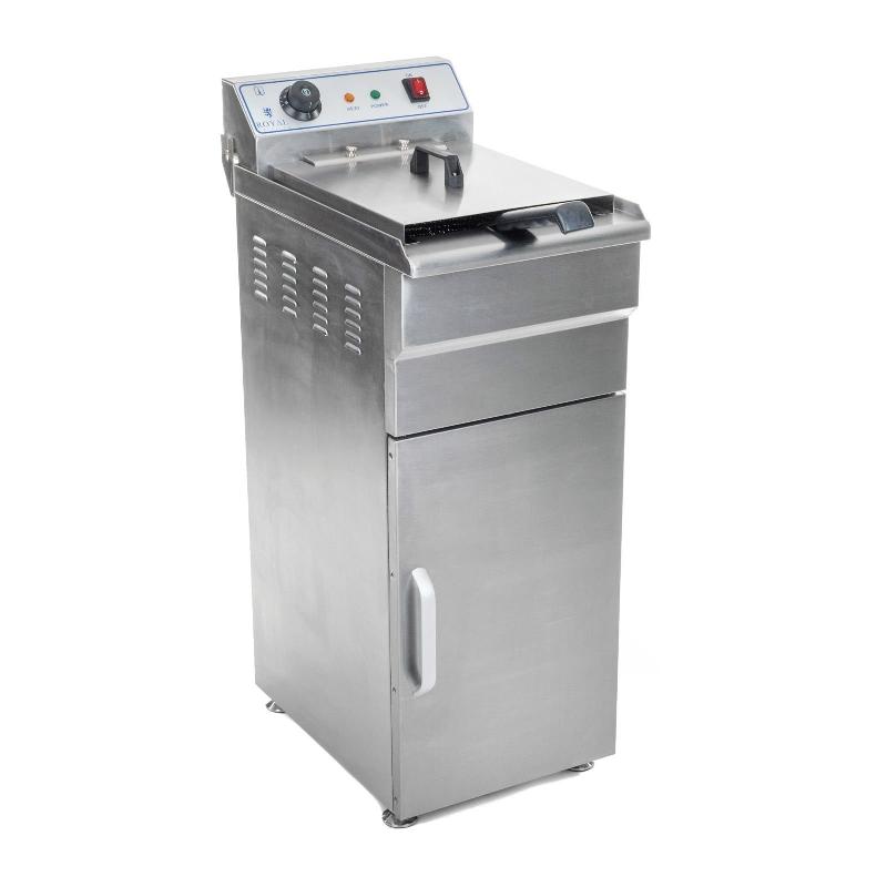 Friteuse haute en acier inox – 1 bac 16 litres, cuve amovible avec minuterie professionnelle et robinet de vidange – 3614028_0