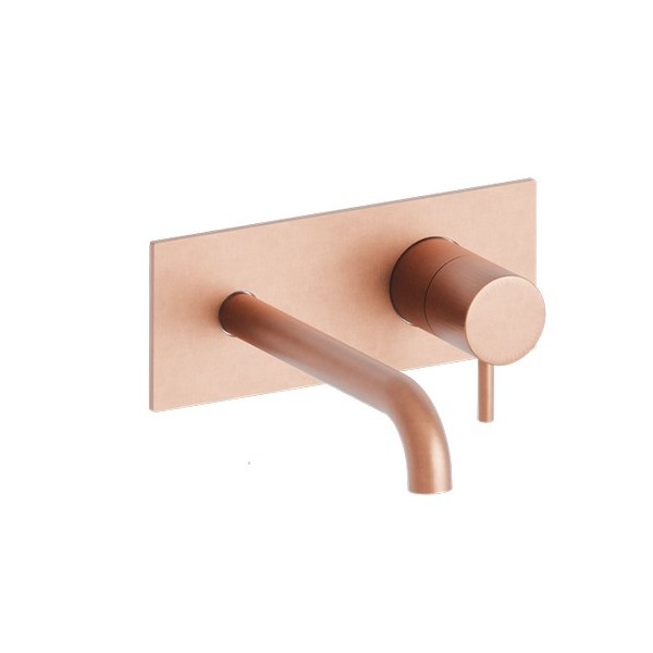 MITIGEUR LAVABO MURAL TRIVERDE AVEC PLAQUE BEC 22.5 CM OR ROSE BROSSÉ - CRISTINA ONDYNA TV25834P