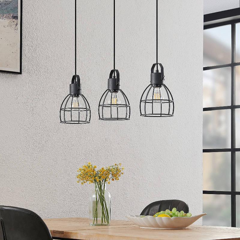 LINDBY FLINTOS SUSPENSION, À 3 LAMPES, NOIRE