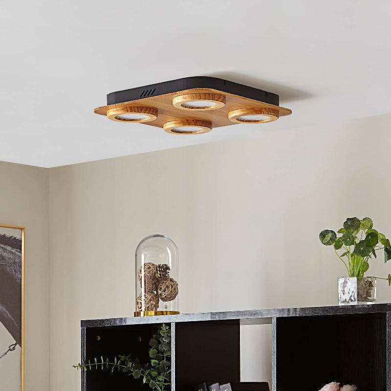 LINDBY SPOT LED JOREN, BOIS, 38 X 38 CM, 4 LAMPES À 4 LAMPES, 3.000 K