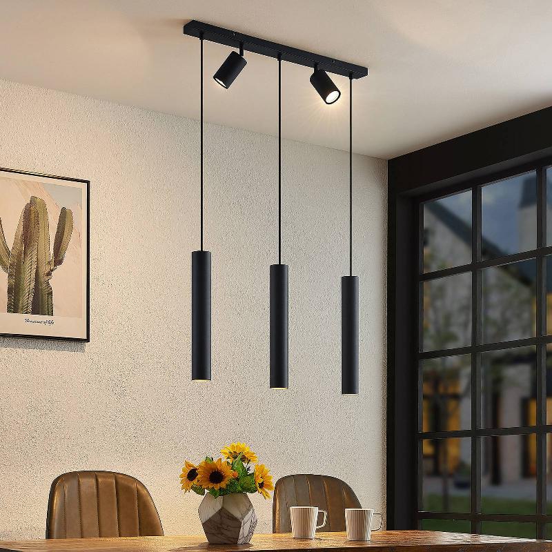 LINDBY SUSPENSION SANAD, 70 CM, 5 LAMPES, NOIR, GU10