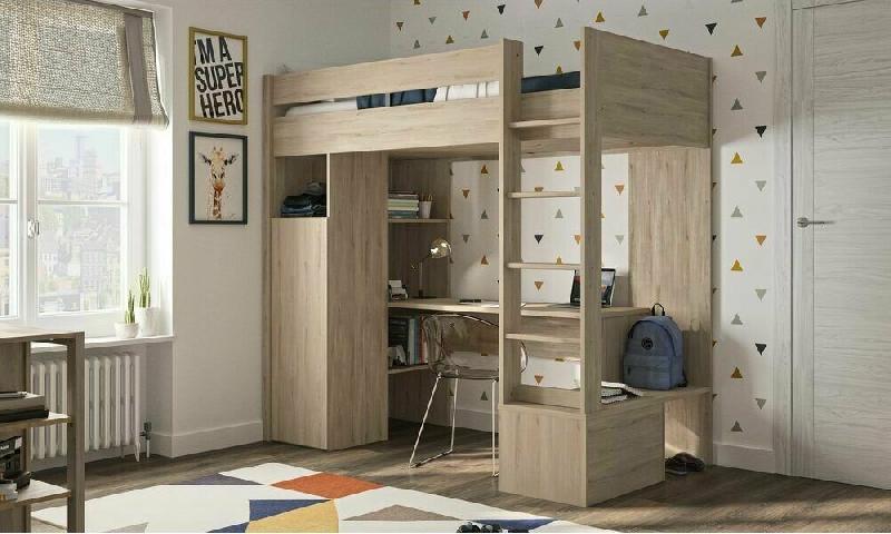 LIT MEZZANINE HURON  BOIS CLAIR 90X200 CM