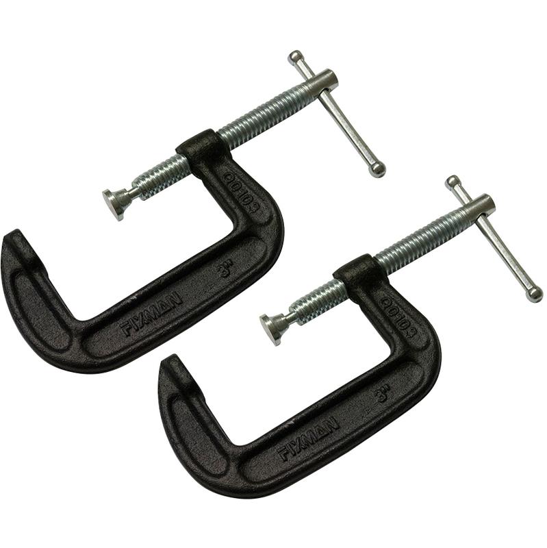 Serre-Joints En C Huamirra Lot De 2 - Acier Galvanisé Argenté - Pour Bois, Métal - Largeur Réglable 46cm