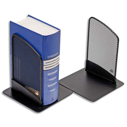 SERRE-LIVRE 'MESHER', EN FIL D'ACIER, NOIR - LOT DE 3