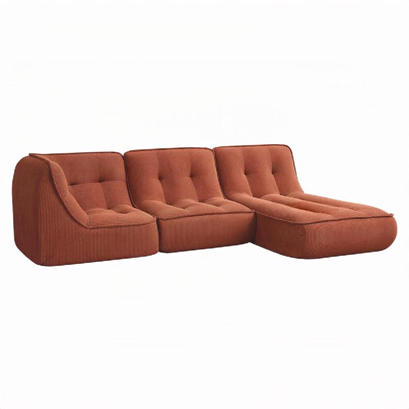 Oviala Business Canapé modulable en velours 250 x 165 x 70 cm 3 places terracotta - rouge polyester 115740_0