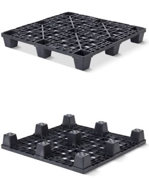Palette plastique légère 1100x1100x150 mm - plateau ajouré - 9 pieds - charge 2500 kg statique et 1000 kg dynamique_0