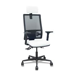 Piqueras y Crespo Silla Bormate asincro malla negra asiento bali blanco brazos 2D ruedas 65mm cabecero regulable - blanc multi-matériau 405ASM840B10B_0