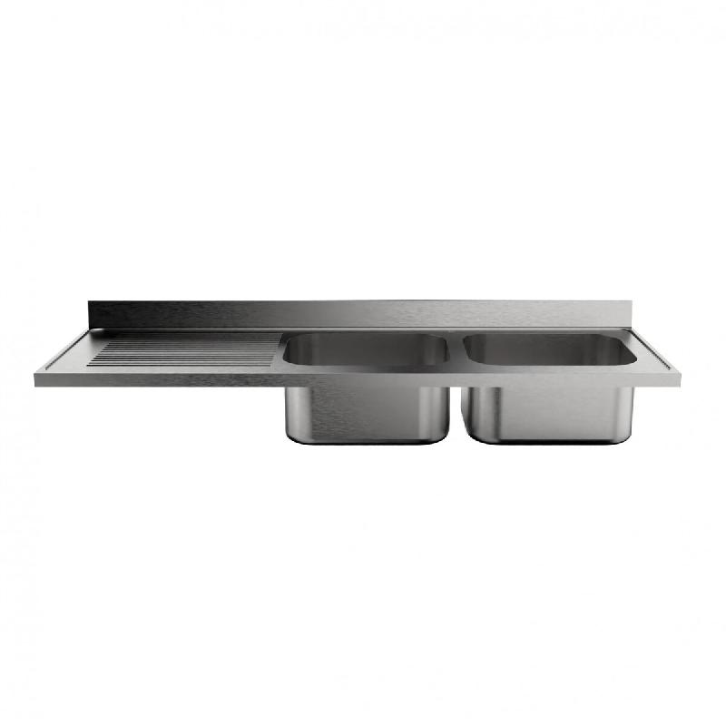 Plonge professionnelle 2 bacs avec égouttoir à gauche, dimensions 1800x600 mm, en acier inoxydable AISI 304 | Sammic - 5896182_0