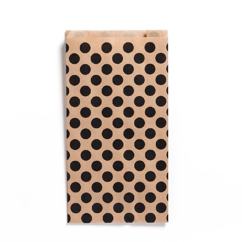 Pochettes cadeaux kraft vergé pois noirs 19+8x35cm - par 250_0