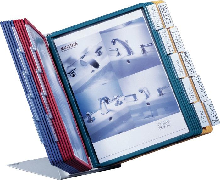 Pupitre en tôle d'acier gris clair RAL 7035 - 20 pochettes de présentation A4 avec cadre profilé - DURABLE_0