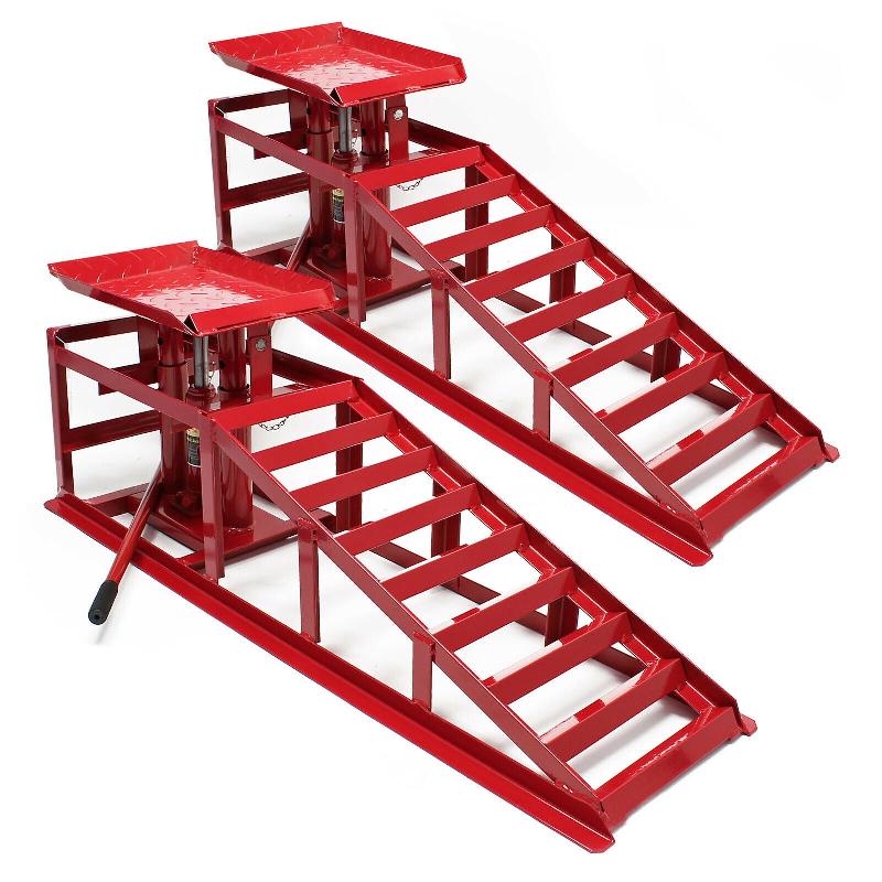 Rampe de voiture 2 pièces - Cric hydraulique intégré 2000 kg - Rampe d’accès et chargement pour garage_0