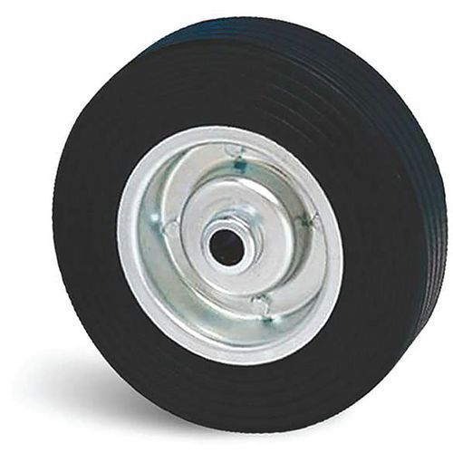 ROUE EN CAOUTCHOUC CORPS ACIER ALÉSAGE 25MM - 450KG - GUITEL