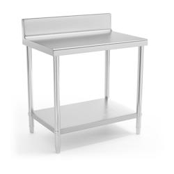 Royal Catering - Table de travail cuisine professionnelle en acier inox 90x60 cm avec dosseret - Charge 210 kg - 14_0003665 Helloshop26 - 30002_0