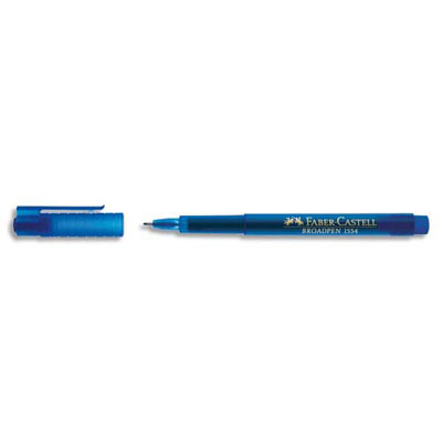 STYLO FEUTRE BLEU - POINTE LARGE 0,8 MM - CORPS TRANSPARENT - ENCRE BLEUE INDELEBILE