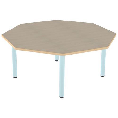 TABLE CARÉLIE OCTO Ø120 T2 STR POLY. ÉRABLE G. BEIGE/LAGON - MOBIDECOR