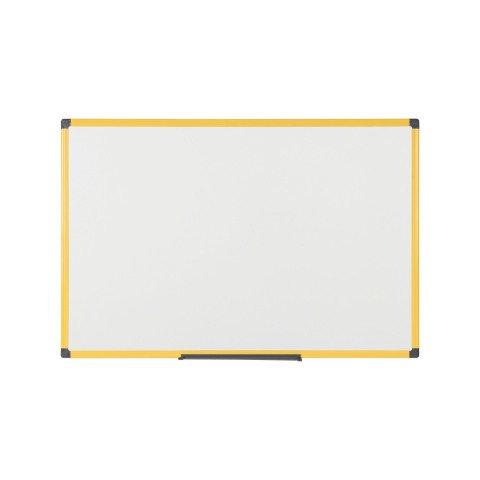 TABLEAU BLANC LAQUÉ INDUSTRIEL ULTRABRITE CADRE JAUNE 120 X 90 CM BI-OFFICE