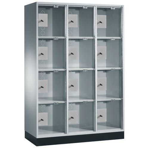 VESTIAIRE PORTE TRANSPARENTE À PIÈCE 12 CASES - CP