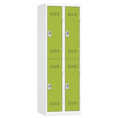 Vestiaire multicases 2 cases par colonne moraillon 2 gris clair vert_0