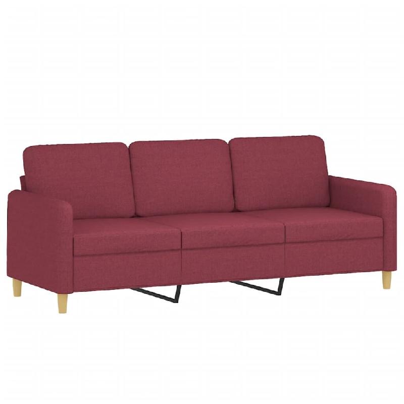 VidaXL Canapé à 3 places Rouge bordeaux 180 cm Tissu Modèle Kervanel - 359492_0