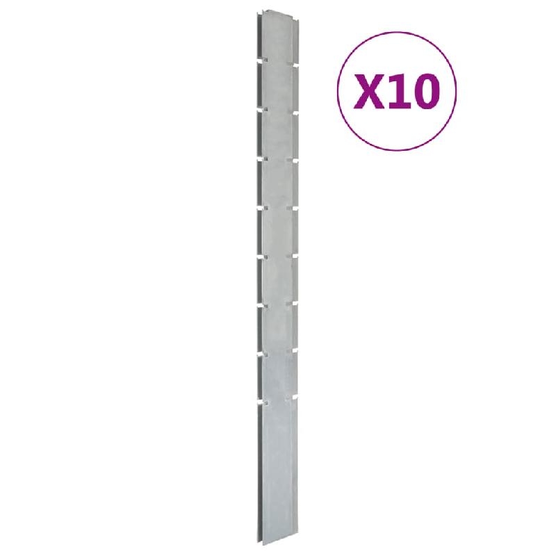 Vidaxl poteaux de clôture 10 pcs argenté 220 cm acier galvanisé 3196178_0