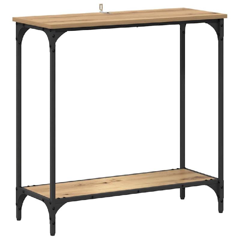 VidaXL Table console avec étagère chêne artisanal 75 x 30.5 x 75 cm Modèle Flex Métal - 883520_0