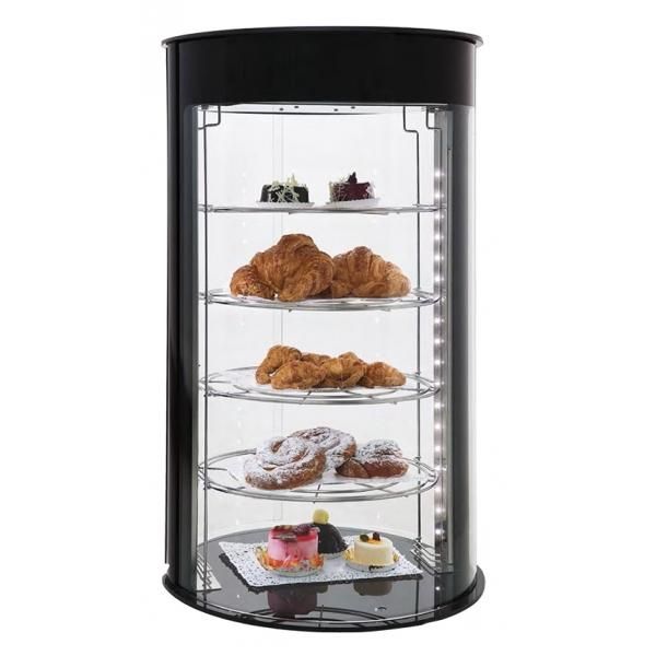 Vitrine cylindrique neutre avec 4 étagères  meuble inox cuisine - synergies_0