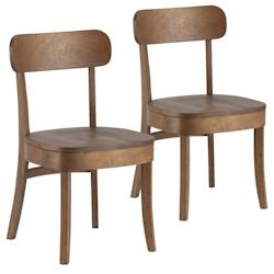 VS Venta-stock Pack de 2 chaises Nala couleur Noyer, Bois Massif - marron Bois massif I23111_0