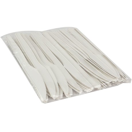50 COUTEAUX CPLA BIO BLANC 16.5 CM